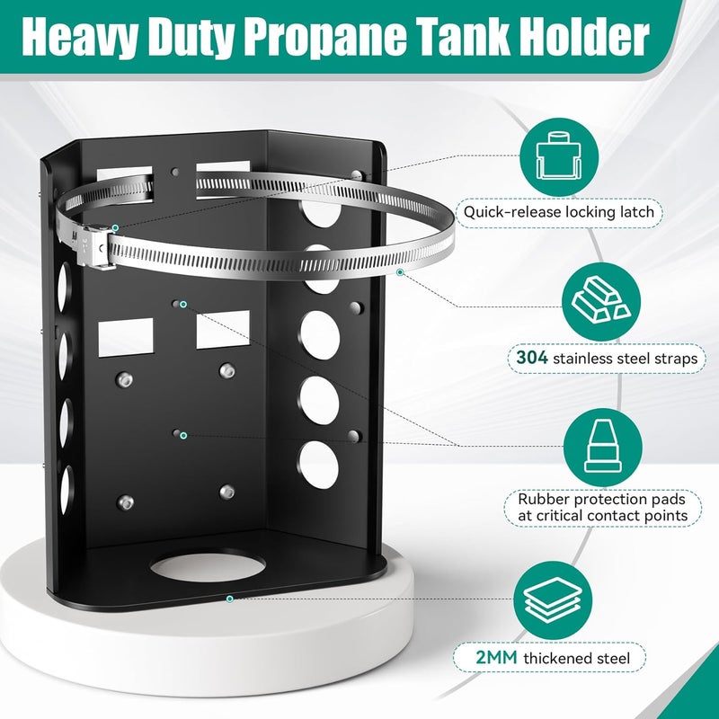 Dabolang 10lb Propane Tank Mounting Bracket,Heavy Duty Propane Tank Holder,Propane Tank Hold Down for Rv,Campervan,Travel Trailer,Jeep and Overland Vehicles - Image 4